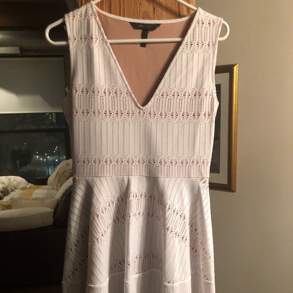 White dress with tan lining, brand new never worn!